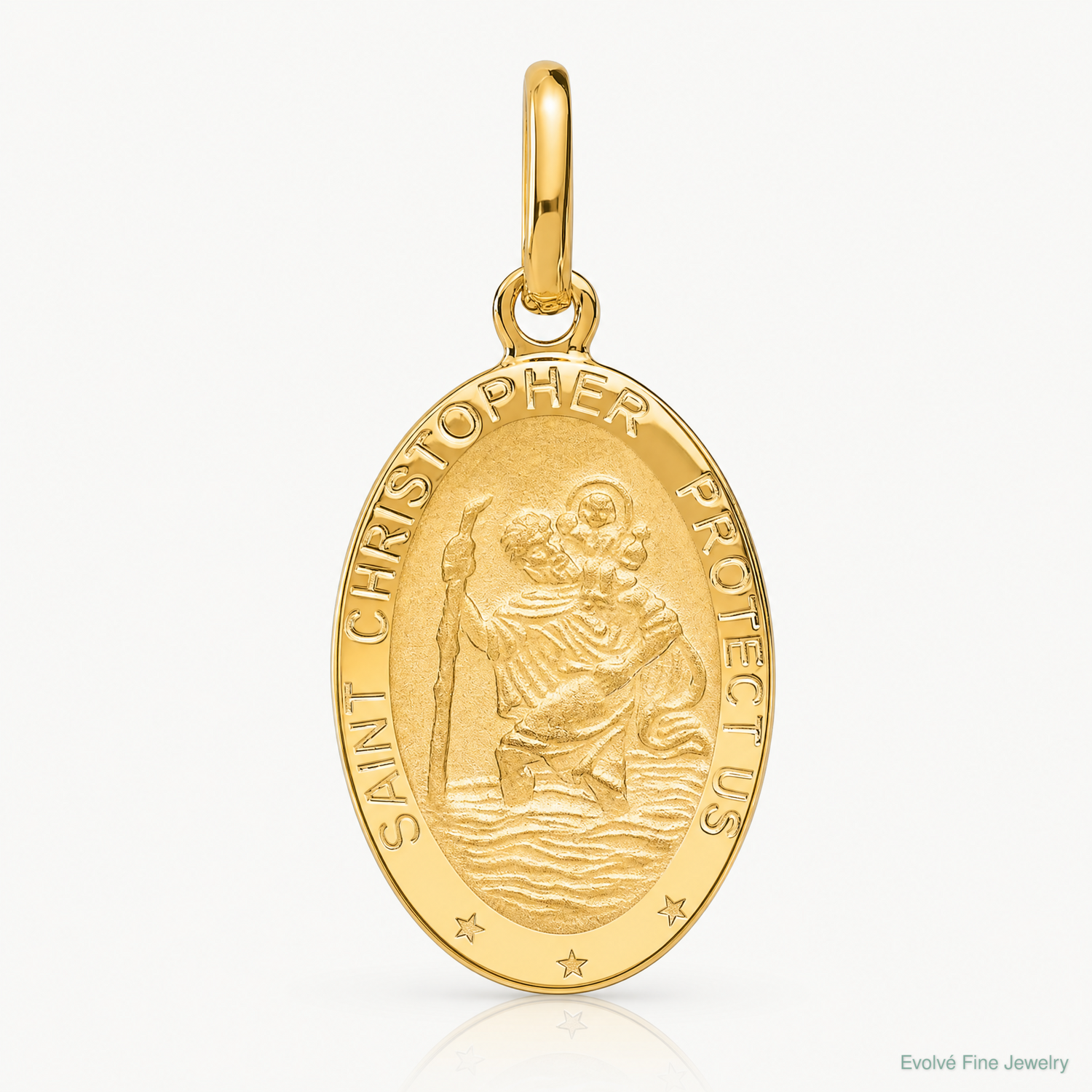 Leslie's 14k Polished and Satin Oval St. Christopher Pendant - Lifestyle View