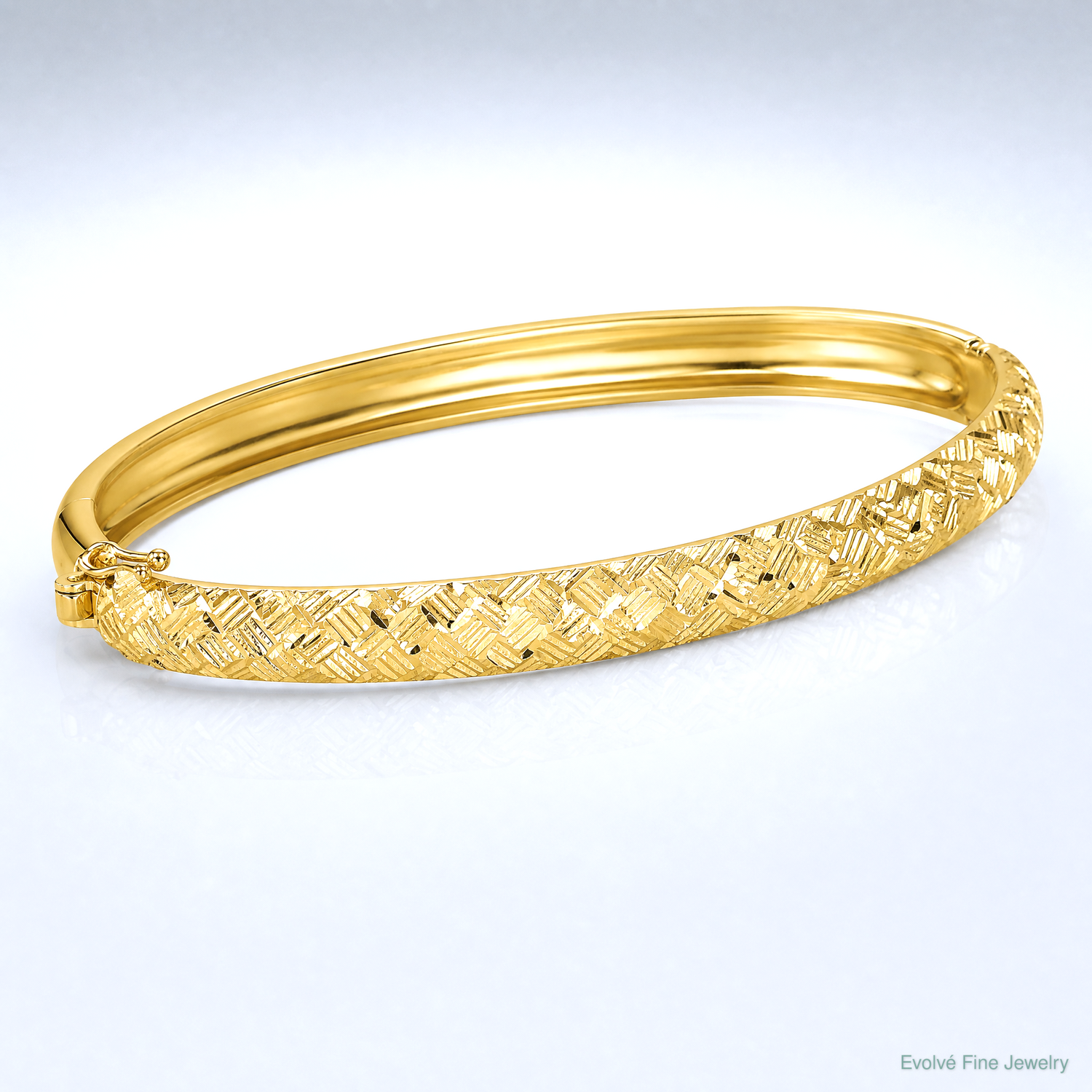 Leslie's 14k Polished and Diamond-cut Hinged Bangle - Lifestyle View