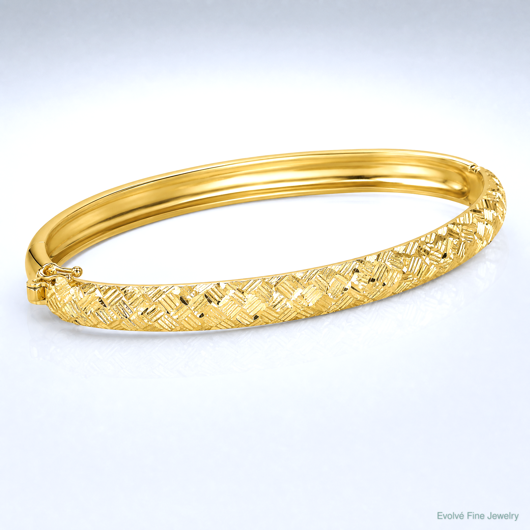 Leslie's 14k Polished and Diamond-cut Hinged Bangle - Lifestyle View