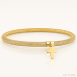 Leslie's 14K Polished Cross Charm Stretch Bangle - Lifestyle View