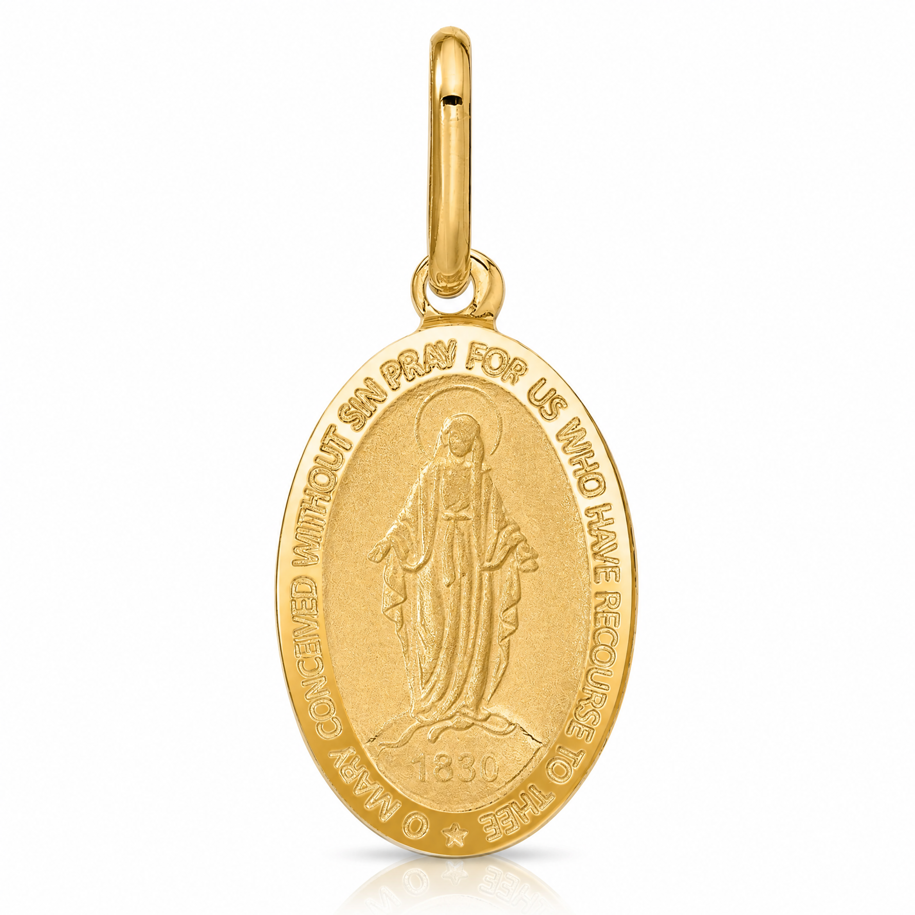Leslie's 14k Polished and Matte Oval Miraculous Medal - Lifestyle View