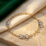 Leslie's 14K Two-tone Polished and Textured Fancy Link Bracelet - Lifestyle View