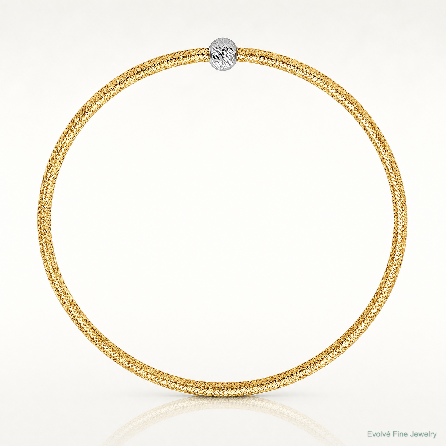 Leslie's 14K with Rhodium Polished with Diamond-cut Bead Stretch Bracelet - Lifestyle View