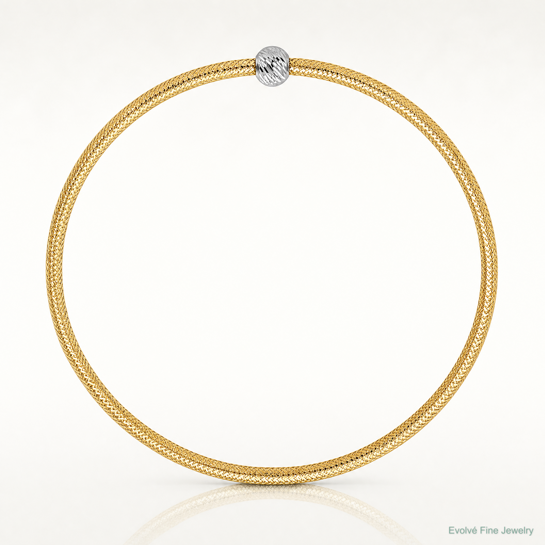 Leslie's 14K with Rhodium Polished with Diamond-cut Bead Stretch Bracelet - Lifestyle View