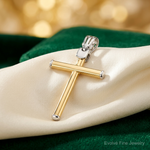 Leslie's 14K Two-tone Polished Cross Pendant - Lifestyle View
