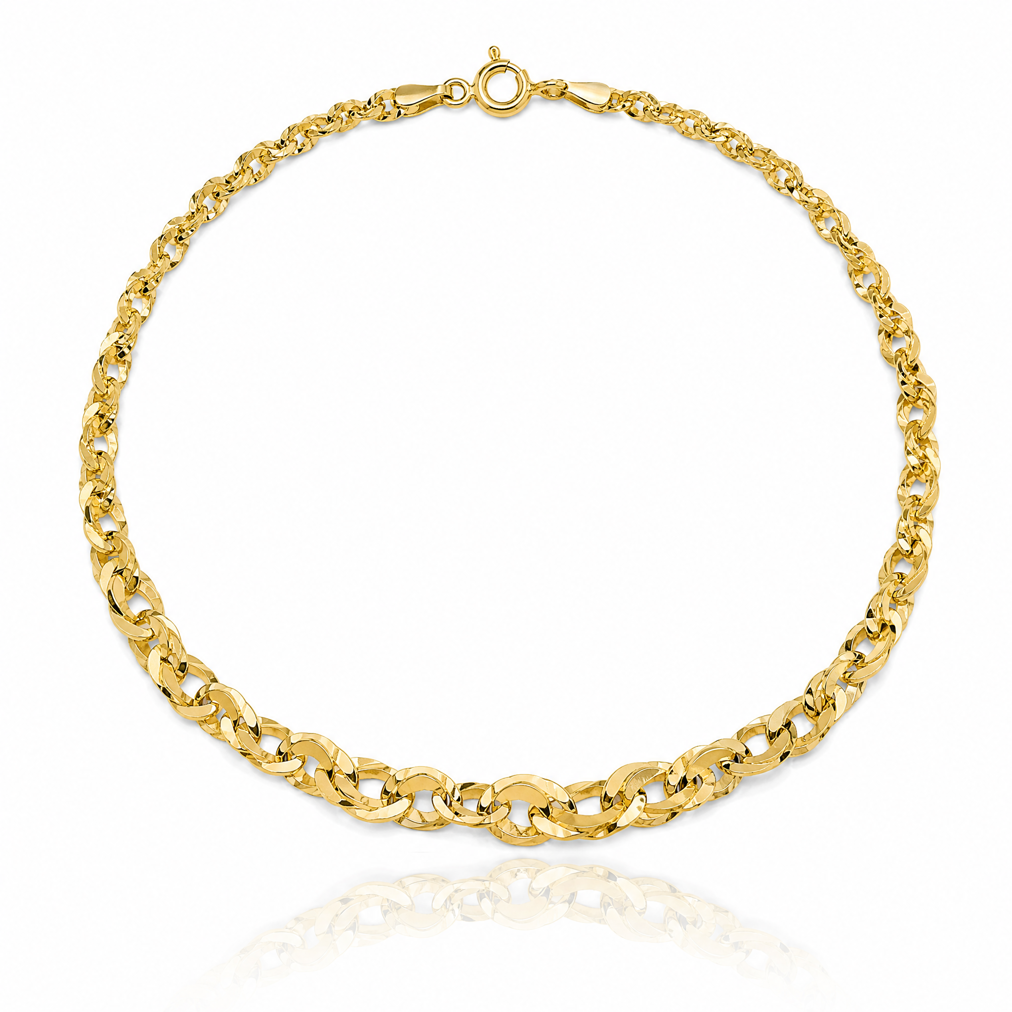Leslie's 14k Polished and D/C Fancy Link Graduated 7.5in Bracelet - Lifestyle View