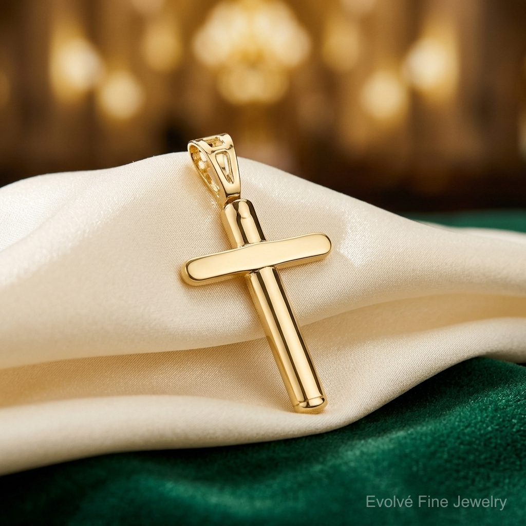 Leslie's 14K Polished Cross Pendant - Lifestyle View