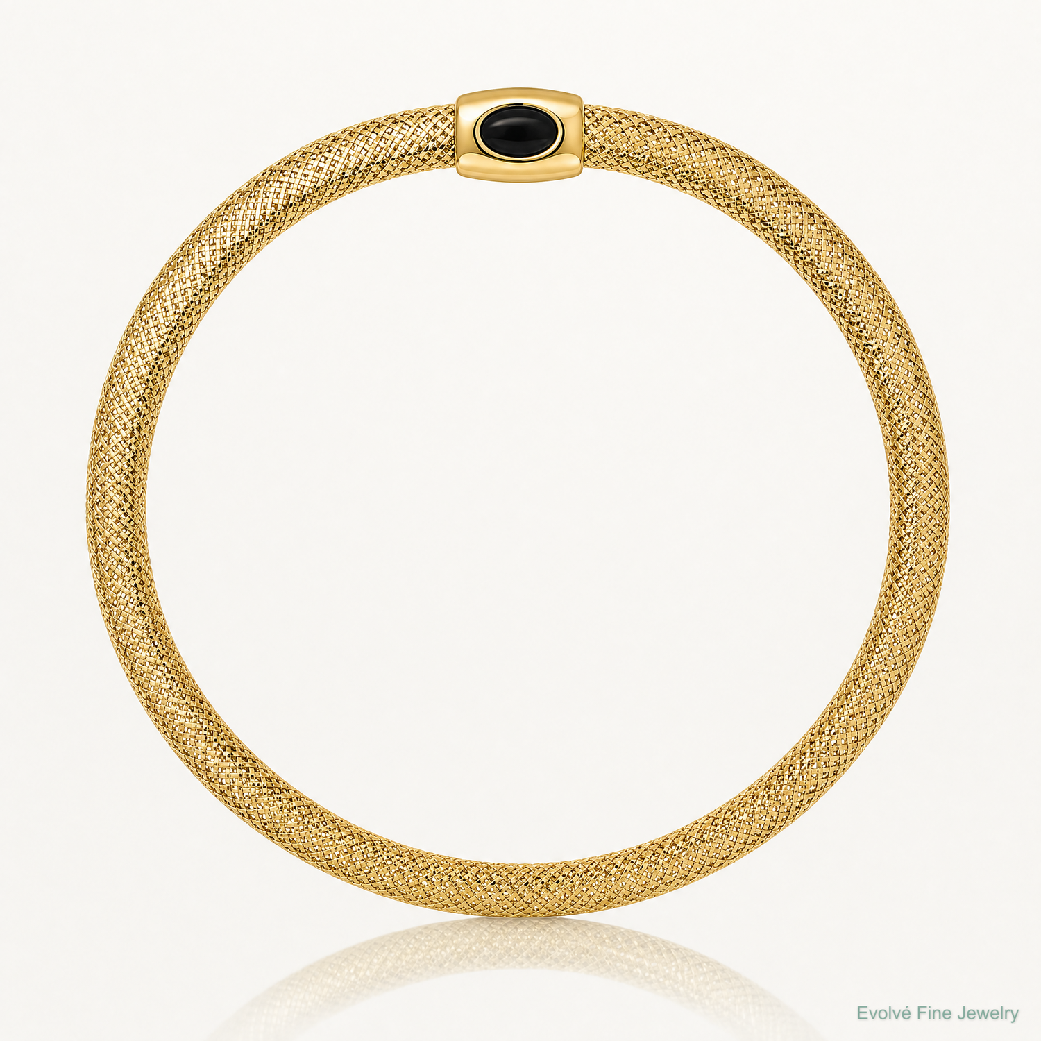 Leslie's 14K Polished Onyx Mesh Slip-on Stretch Bracelet - Lifestyle View