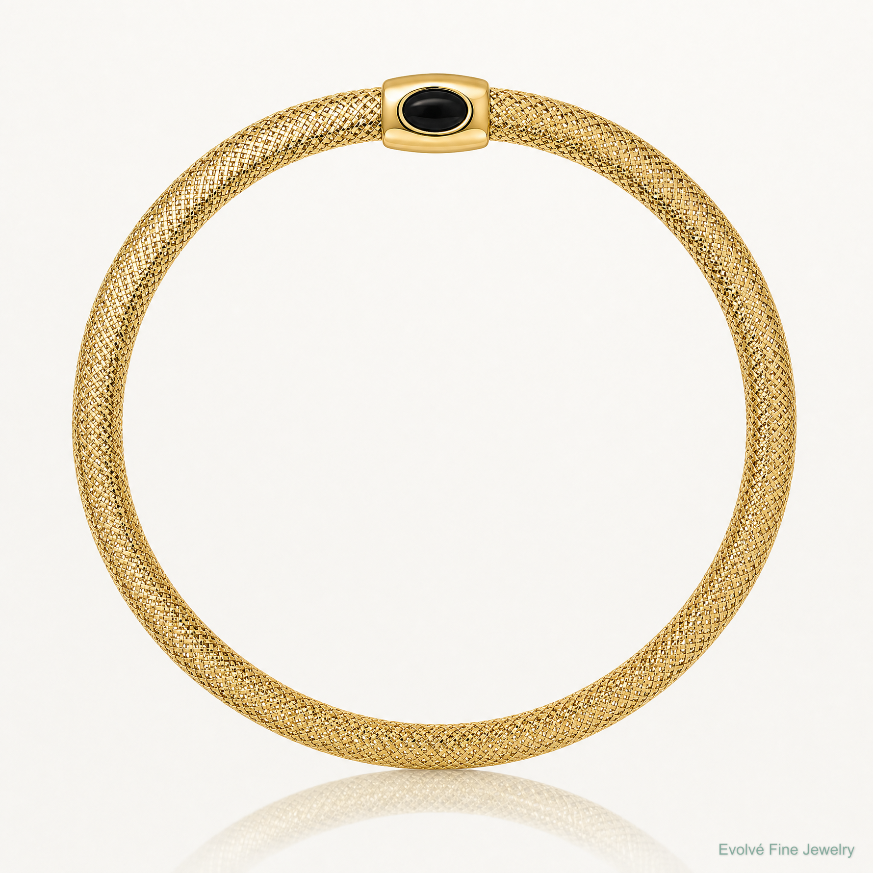 Leslie's 14K Polished Onyx Mesh Slip-on Stretch Bracelet - Lifestyle View