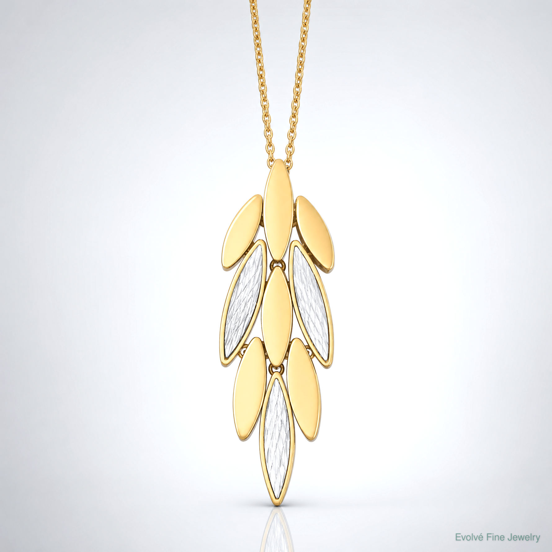 Leslie's 14K Two-tone Polished/Dia-cut Fancy w/1in ext. Necklace - Lifestyle View