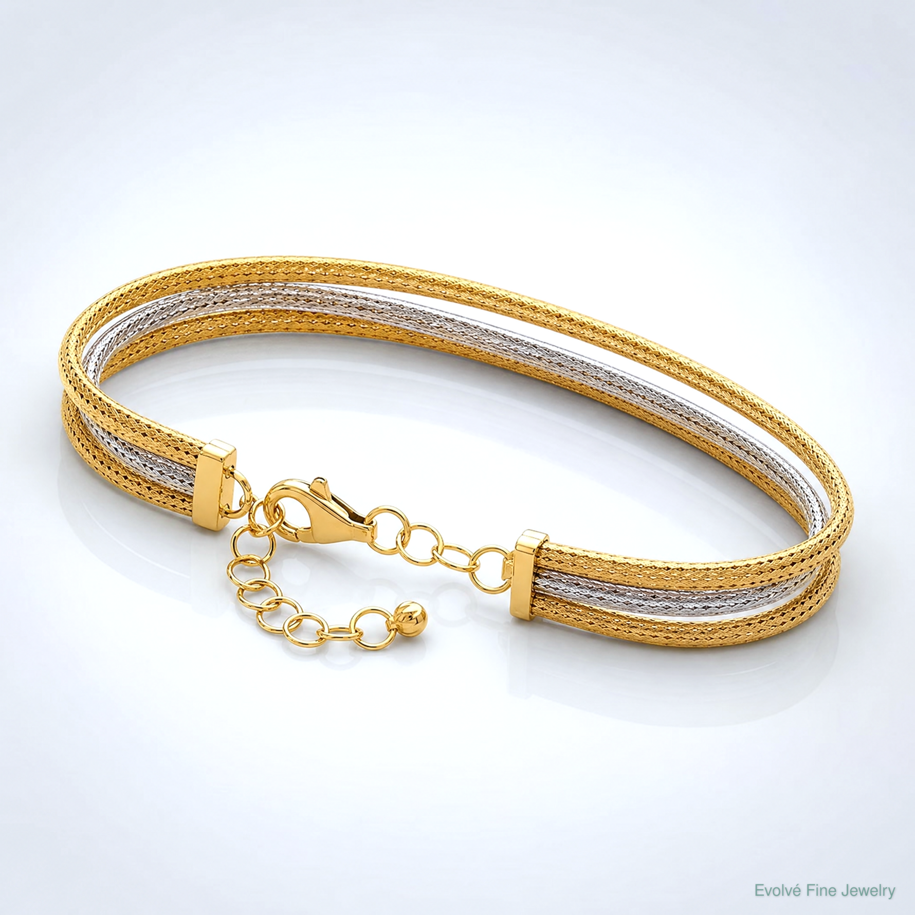Leslie's 14KTT Polished & Textured Fancy 3-Wire w/ 1in Ext. Bangle - Lifestyle View