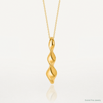 Leslie's 14K Polished Wavy Pendant on Dia-cut Chain w/1in ext. Necklace - Lifestyle View