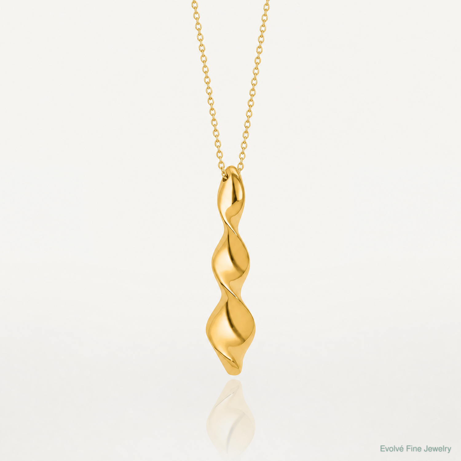 Leslie's 14K Polished Wavy Pendant on Dia-cut Chain w/1in ext. Necklace - Lifestyle View
