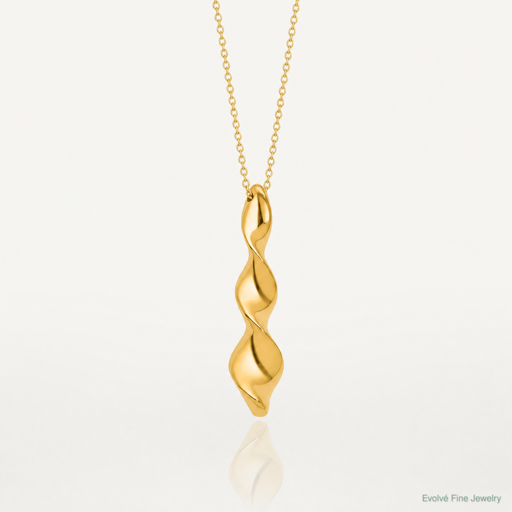Leslie's 14K Polished Wavy Pendant on Dia-cut Chain w/1in ext. Necklace - Lifestyle View