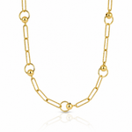 Leslie's 14K Polished and Dia-cut. Circle Station Paperclip Necklace - Lifestyle View