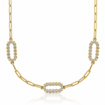 Leslie's 14K w/White Rhodium Polished and Dia-cut Paperclip Fancy Necklace - Lifestyle View