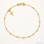 Leslie's 14K Polished Beaded Cross w/.5in ext. Rosary Bracelet - Lifestyle View