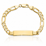 14k Flat Figaro Link ID Bracelet - Lifestyle View