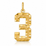 14k Large Brushed Diamond-cut Number 3 Charm - Lifestyle View