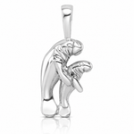 Sterling Silver Rhodium-plated Polished Manatee And Baby Pendant - Lifestyle View