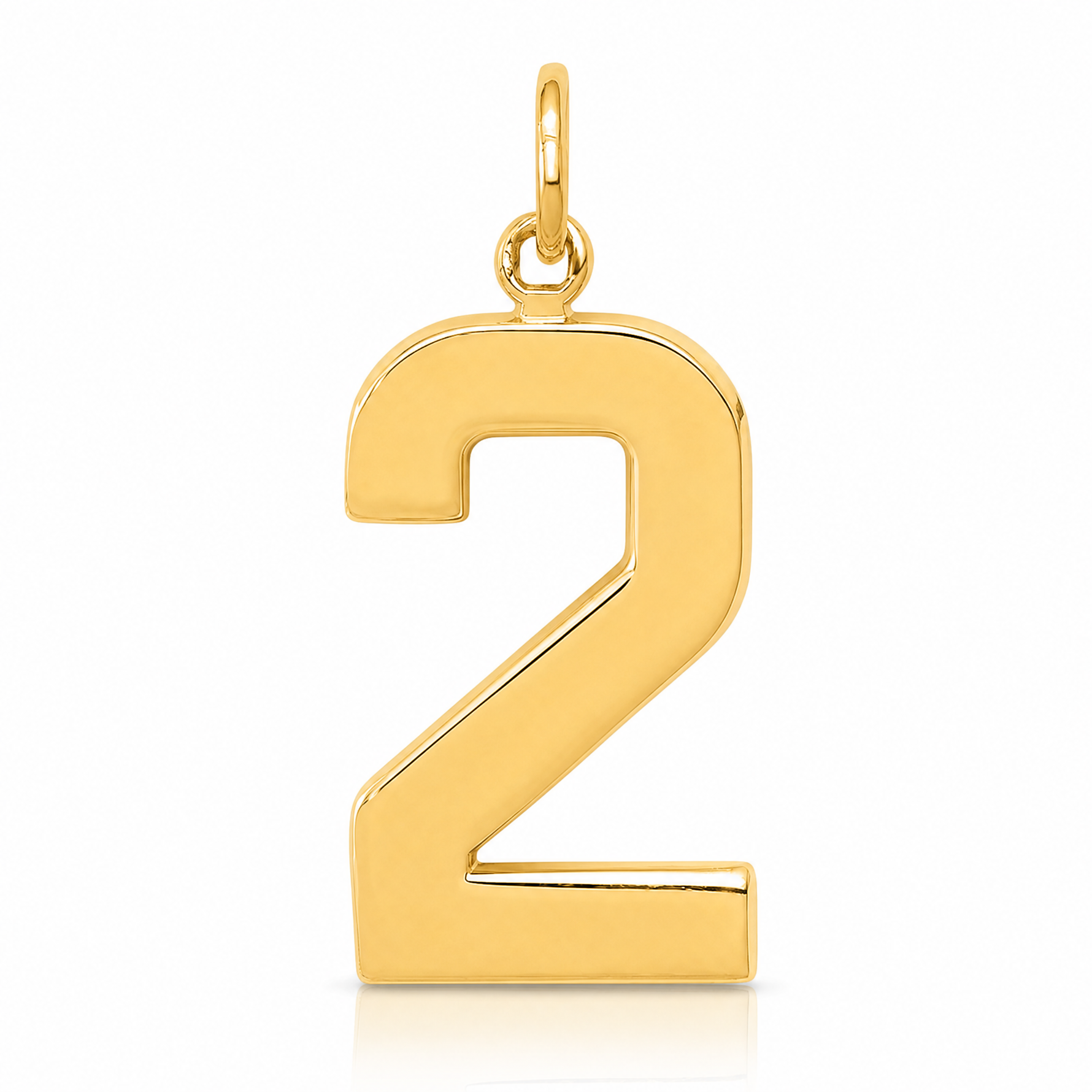 14k  Large Polished Number 2 Charm - Lifestyle View