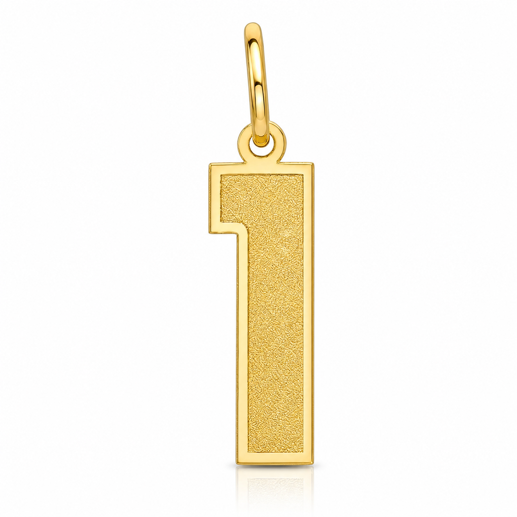 14k Medium Satin Number 1 Charm - Lifestyle View
