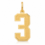 14k Medium Satin Number 3 Charm - Lifestyle View