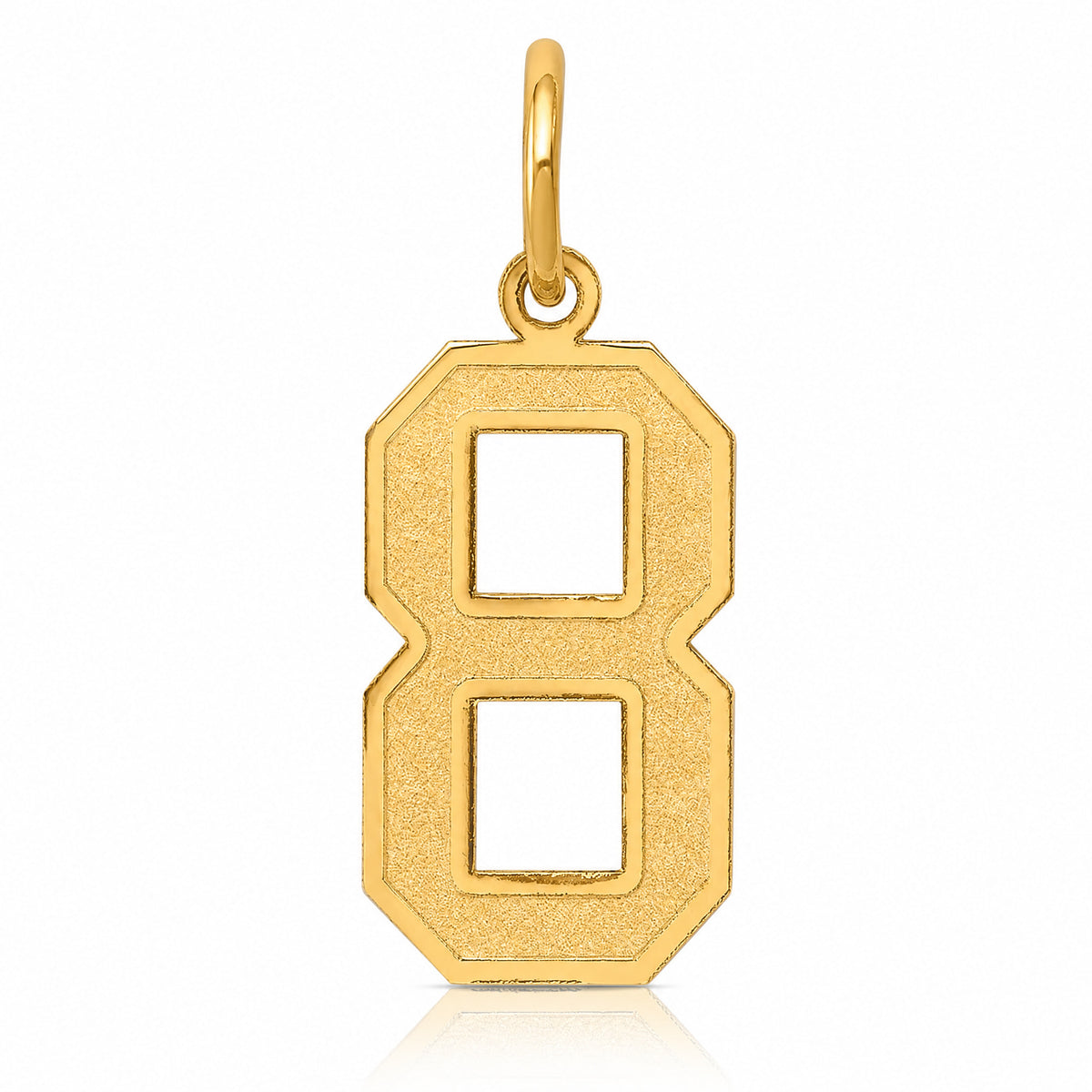 14k Medium Satin Number 8 Charm - Lifestyle View