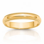 14KY 4mm Milgrain Half Round Band Size 4 - Lifestyle View