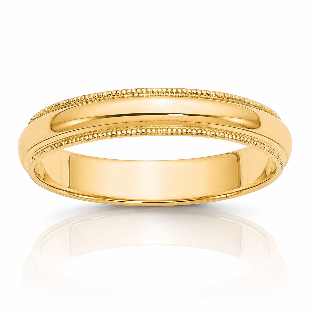 14KY 4mm Milgrain Half Round Band Size 4 - Lifestyle View