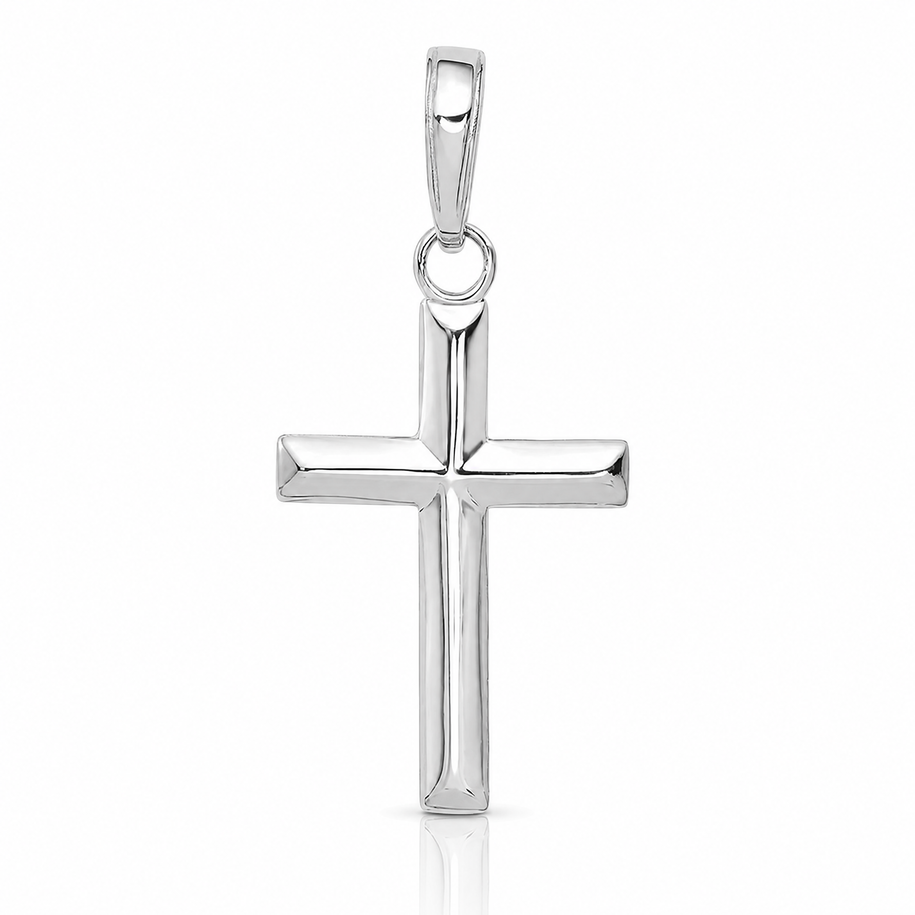 14K White Gold Small Cross Pendant - Lifestyle View