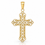 14k Fleur De Lis Cross Charm - Lifestyle View