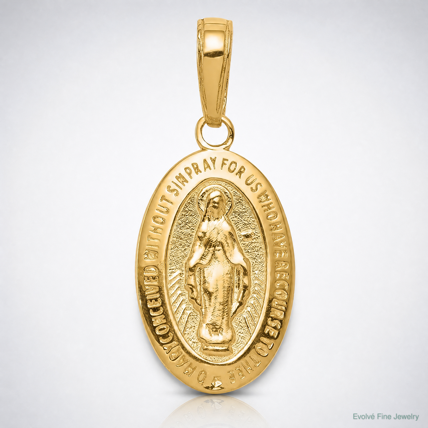 14k Miraculous Medal Pendant - Lifestyle View