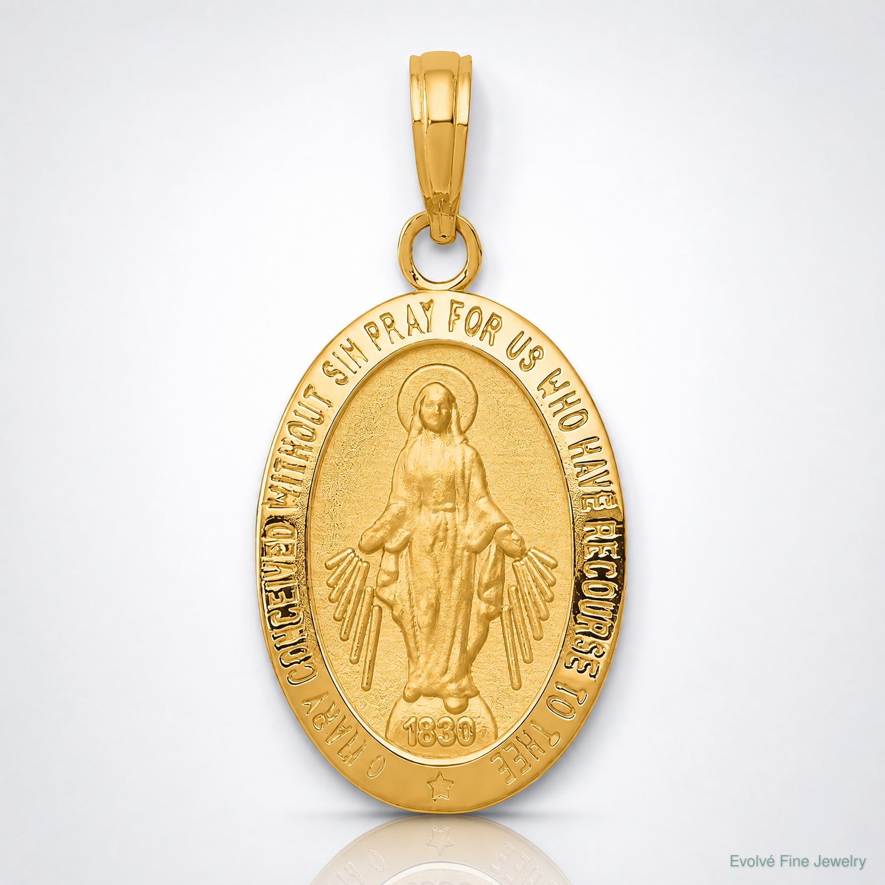 14k Miraculous Medal Pendant - Lifestyle View