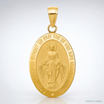 14k Miraculous Medal Pendant - Lifestyle View