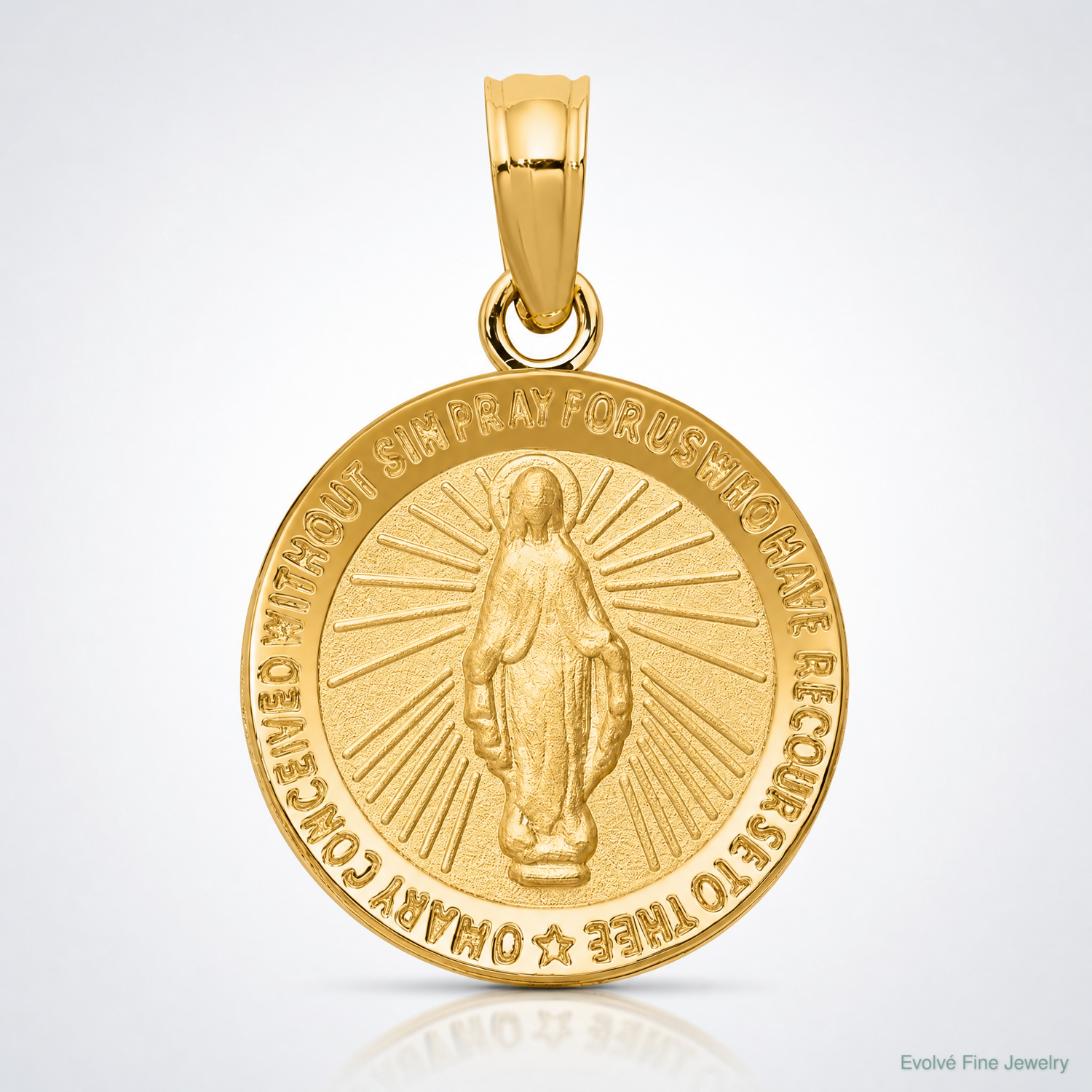 14k Miraculous Medal Pendant - Lifestyle View