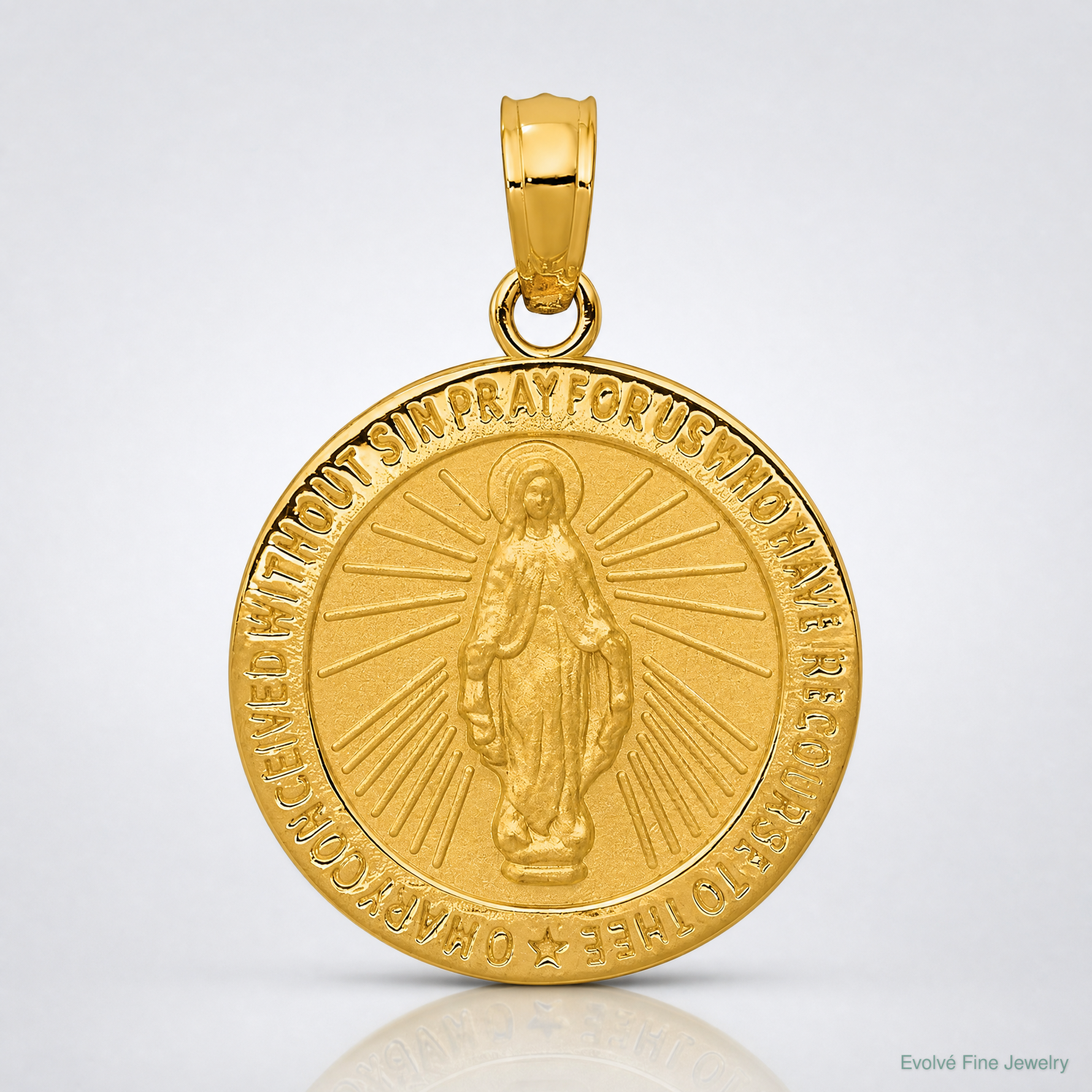 14k Miraculous Medal Pendant - Lifestyle View