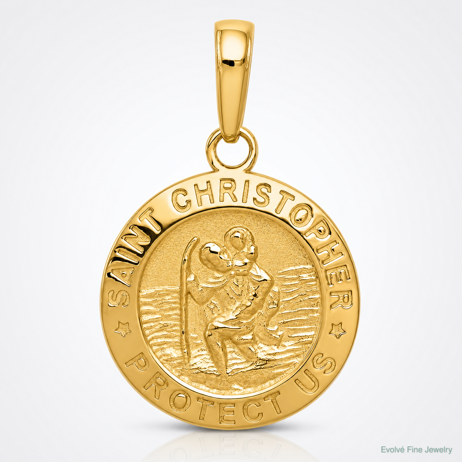 14k Saint Christopher Medal Charm - Lifestyle View