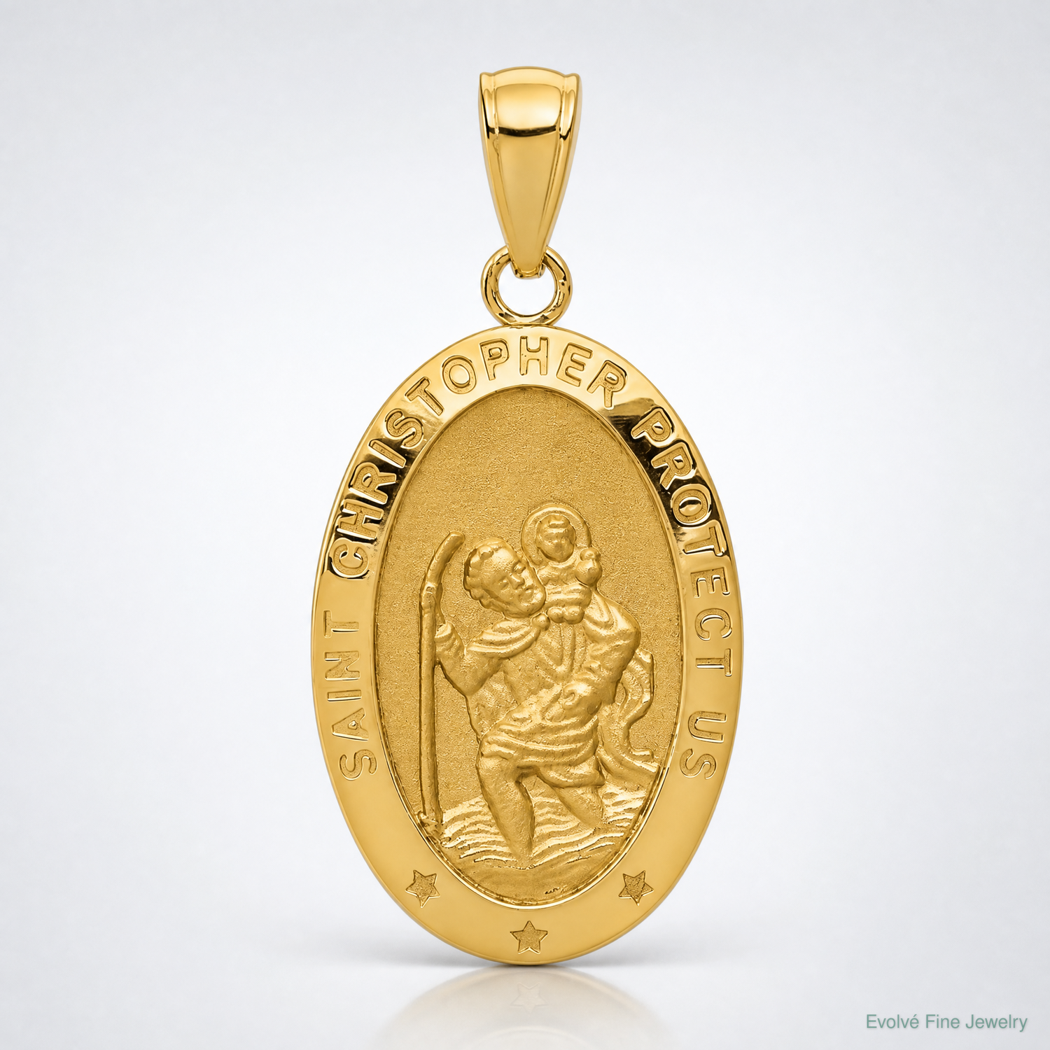 14k Saint Christopher Medal Pendant - Lifestyle View
