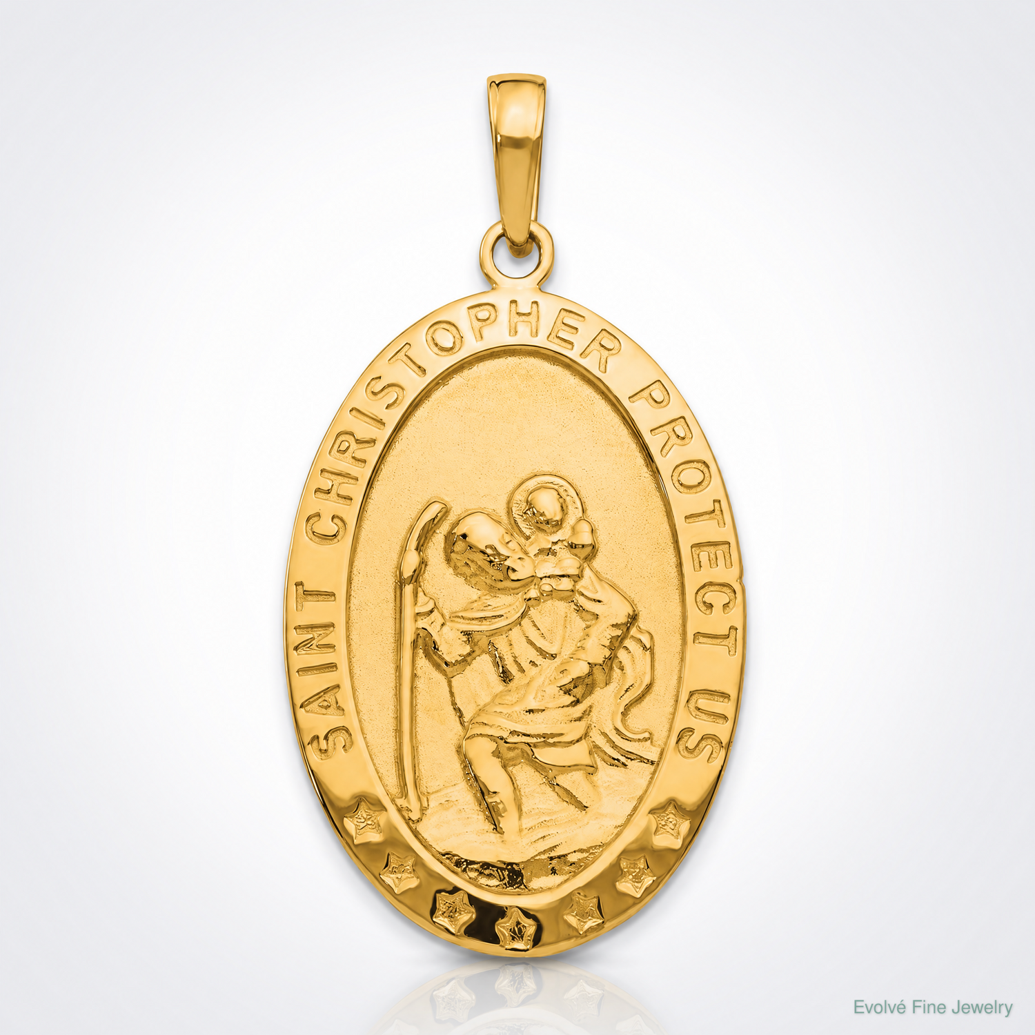 14k Saint Christopher Medal Pendant - Lifestyle View