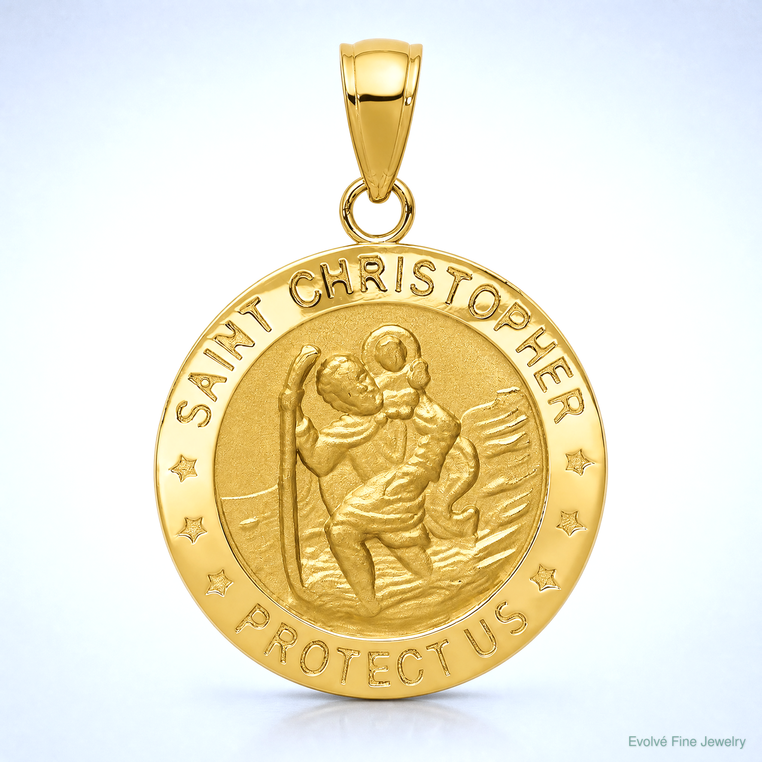 14k Saint Christopher Medal Pendant - Lifestyle View