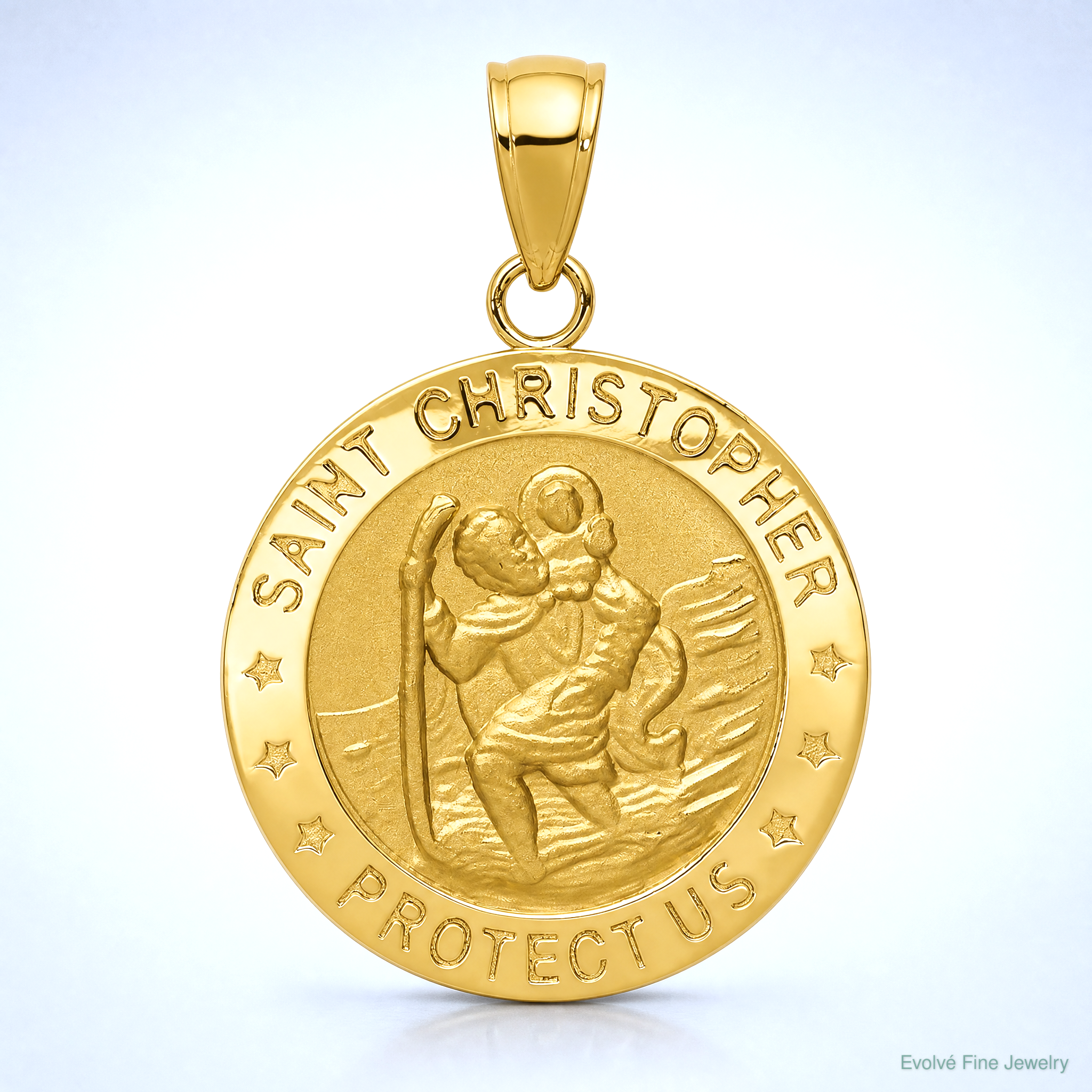 14k Saint Christopher Medal Pendant - Lifestyle View