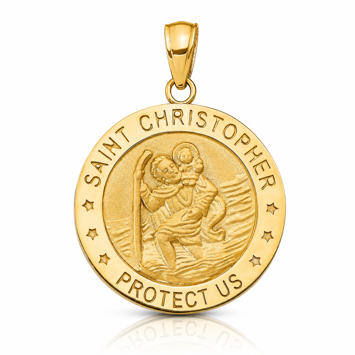 14k Saint Christopher Medal Pendant - Lifestyle View