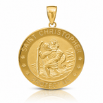 14k Saint Christopher Medal Pendant - Lifestyle View