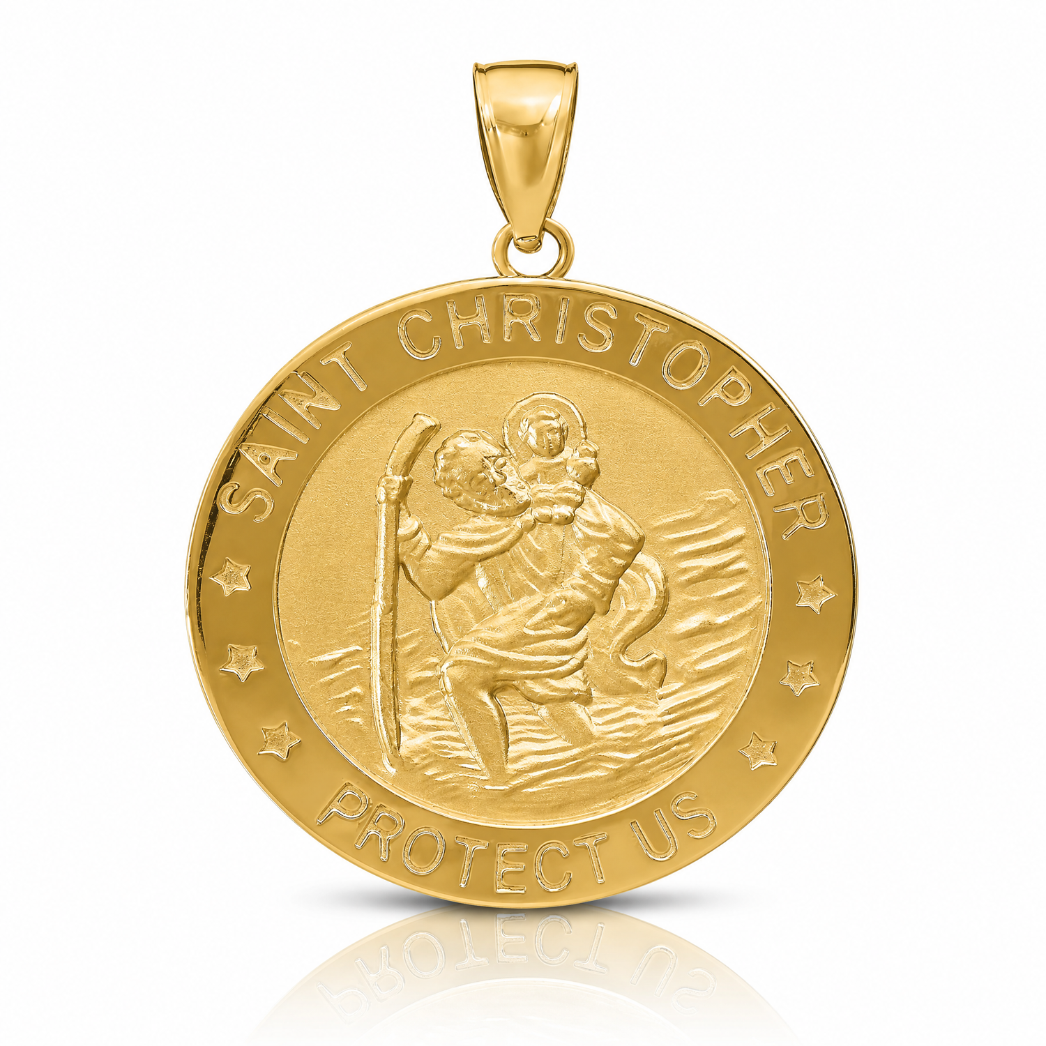 14k Saint Christopher Medal Pendant - Lifestyle View