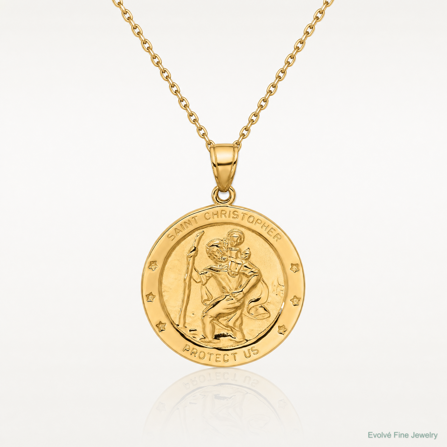 14k Saint Christopher Medal Pendant - Lifestyle View