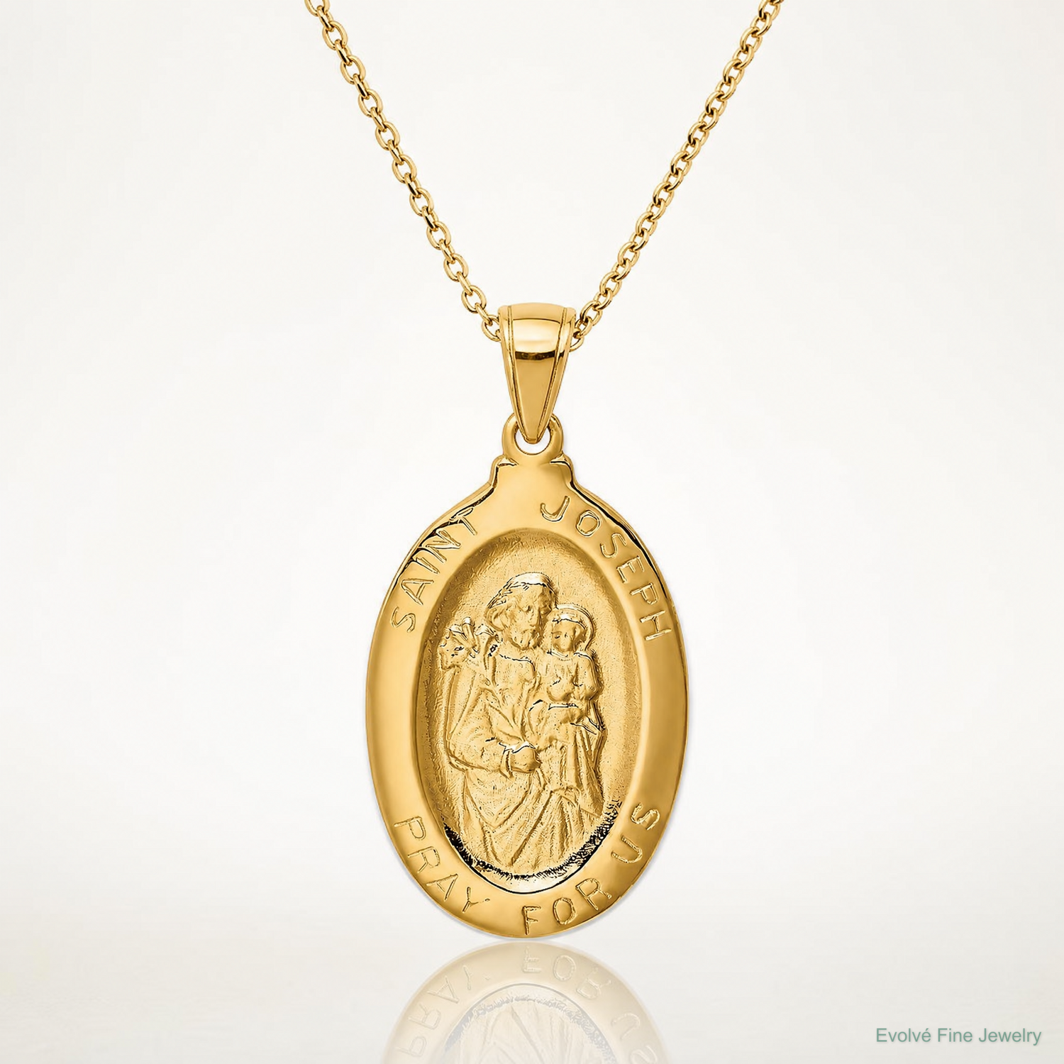14k Saint Joseph Medal Pendant - Lifestyle View