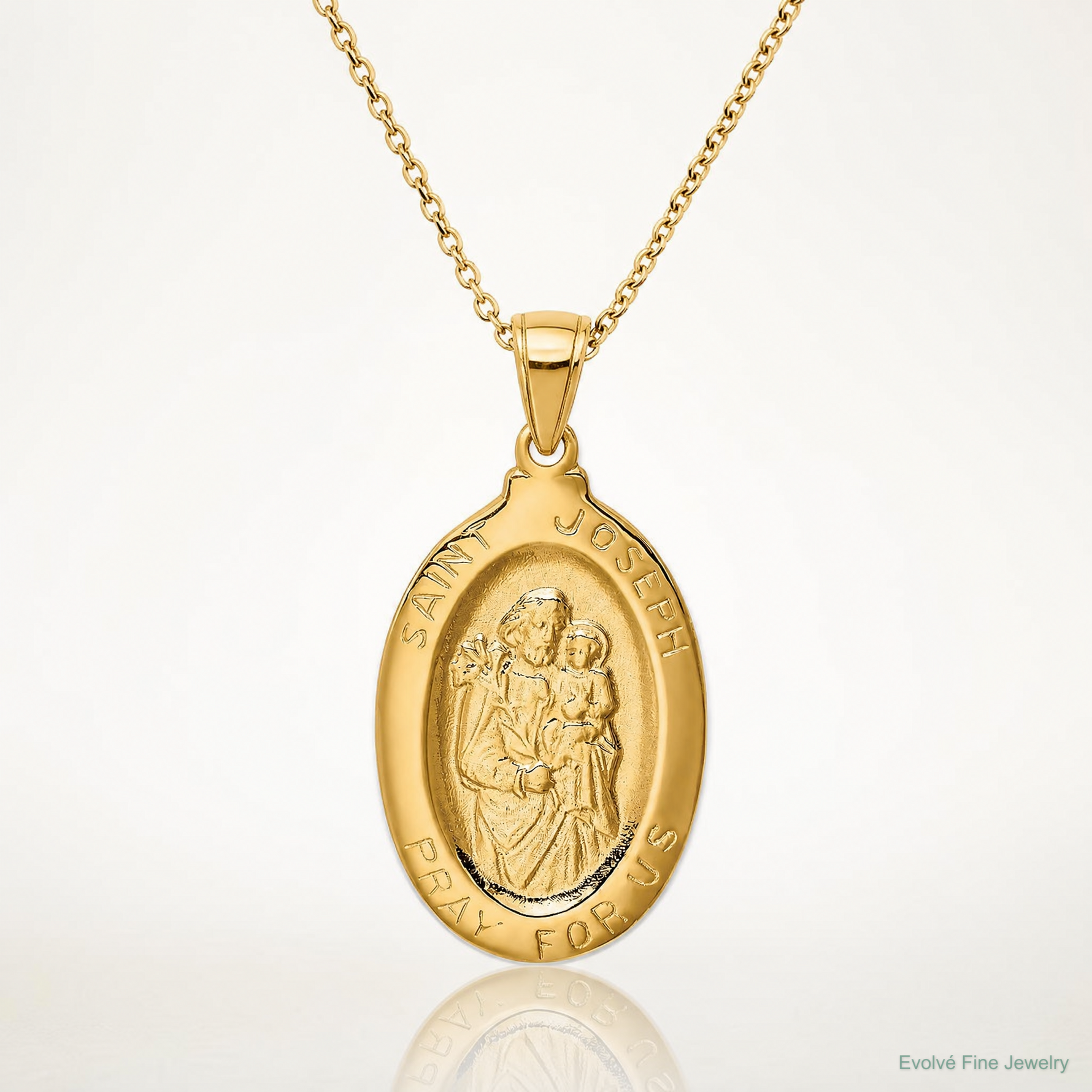 14k Saint Joseph Medal Pendant - Lifestyle View