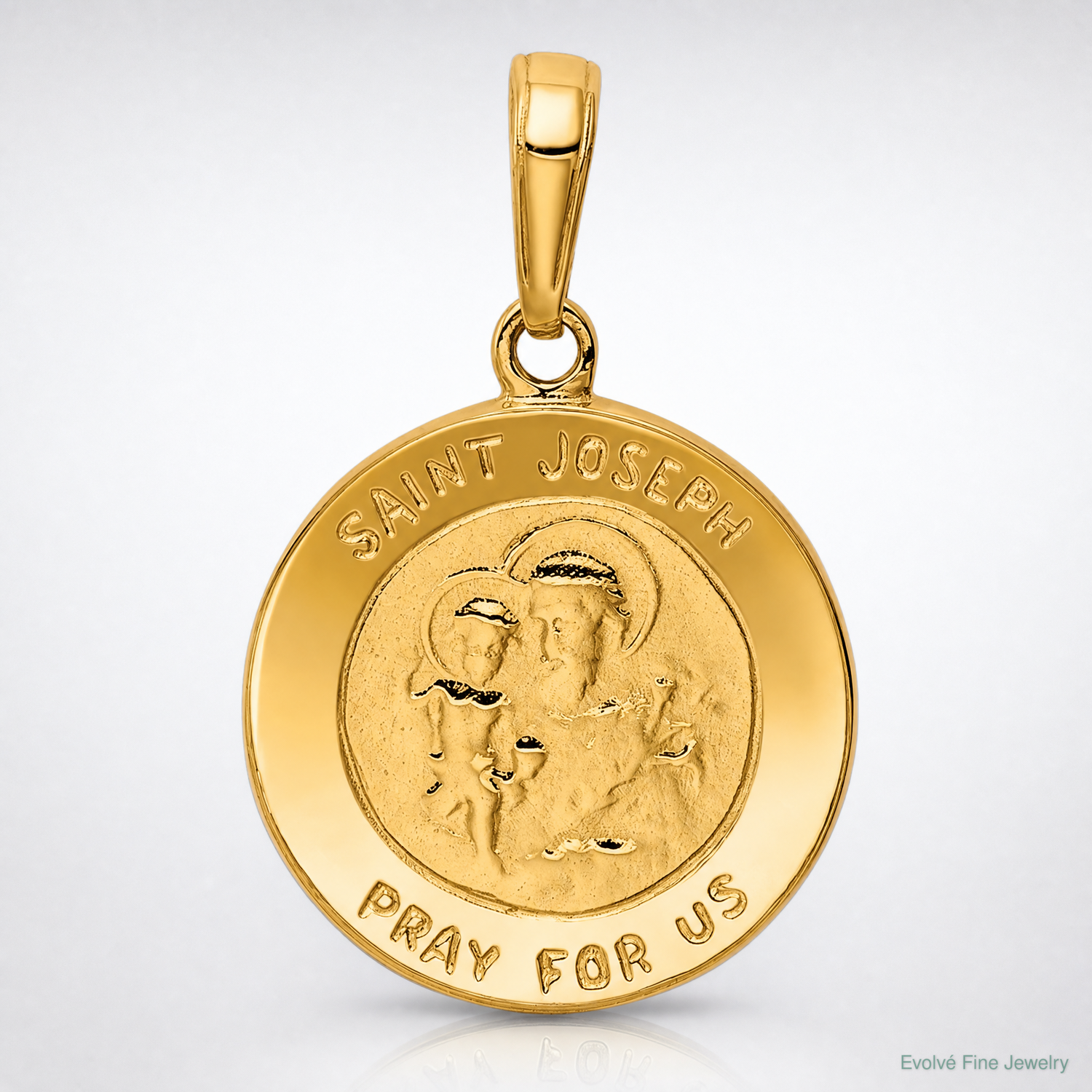 14k Saint Joseph Medal Charm - Lifestyle View