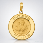 14k Saint Joseph Medal Pendant Polished and Satin-Solid - Lifestyle View